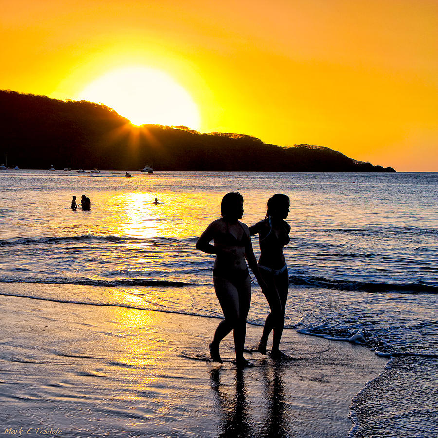 Sunset Photograph - Golden Costa Rican Sunset - Tropical Beach by Mark Tisdale