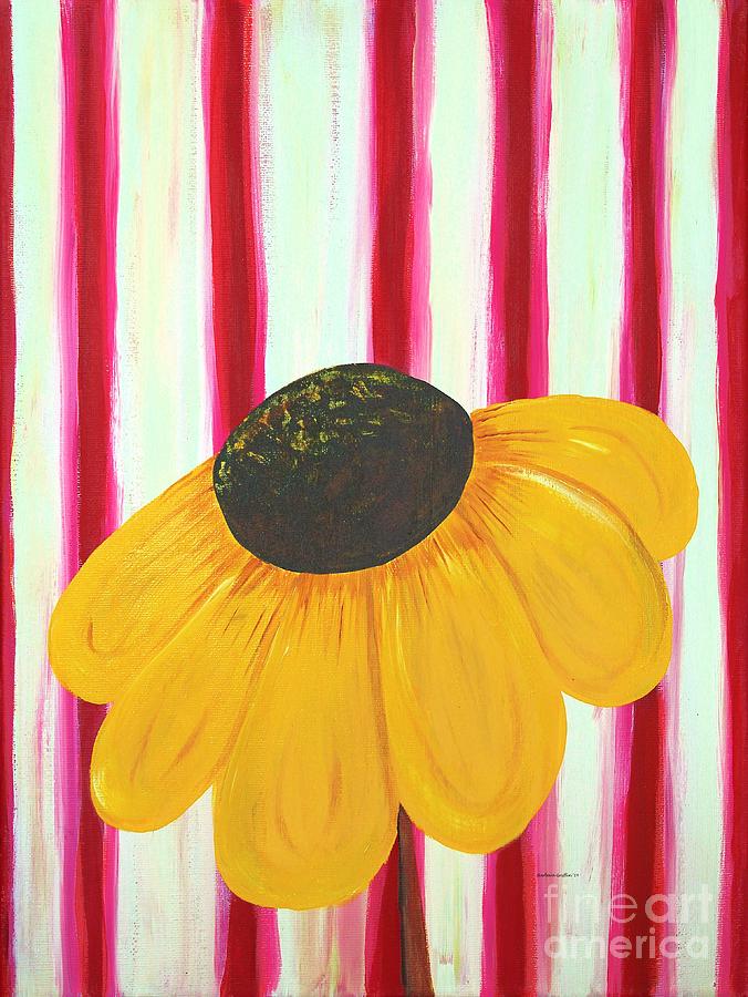 Daisy Painting - Golden Daisy with Candycane Stripes by Barbara A Griffin