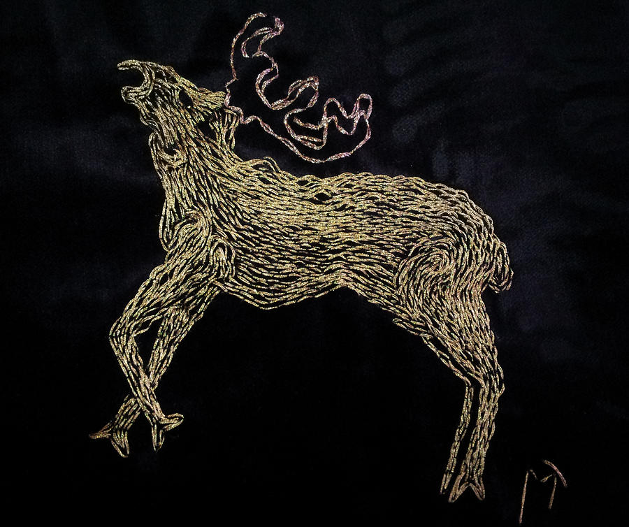 Deer Tapestry - Textile - Golden DEER by Ziren