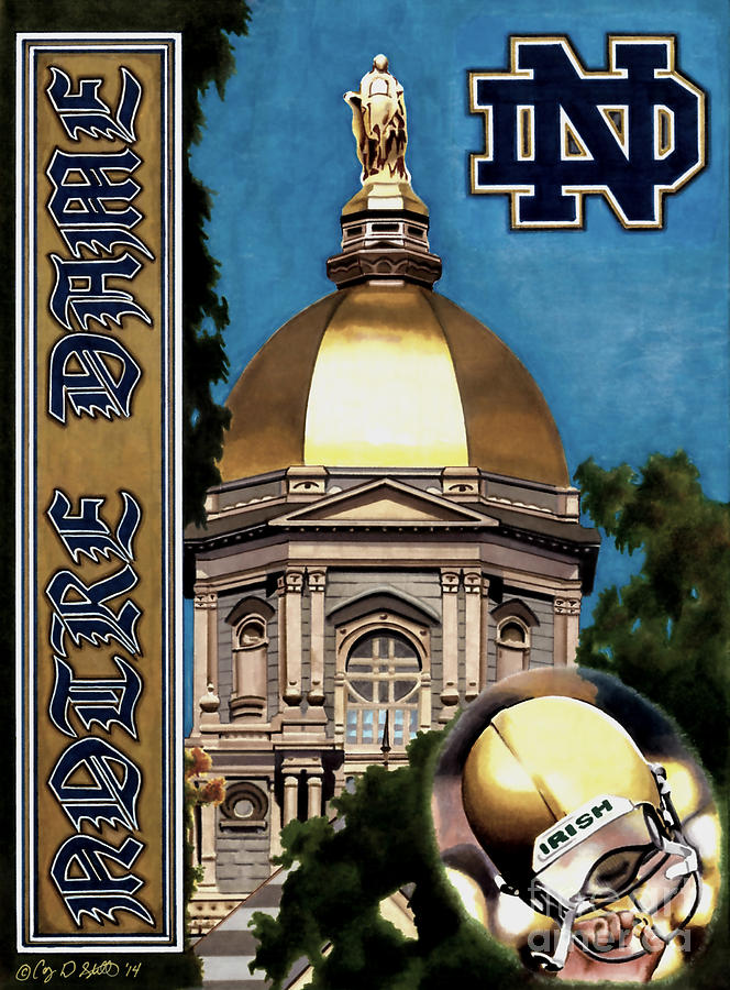 Notre Dame Drawing - Golden Dome by Cory Still