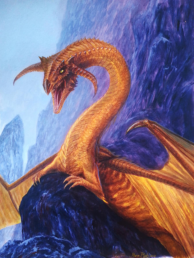 Golden Dragon Painting by Harm Plat