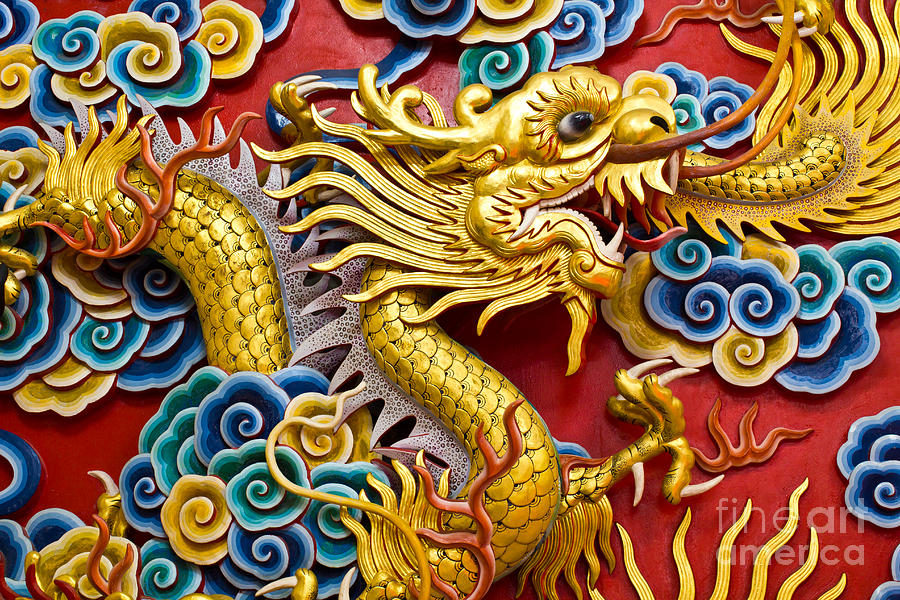 Golden dragon statue Photograph by Tosporn Preede