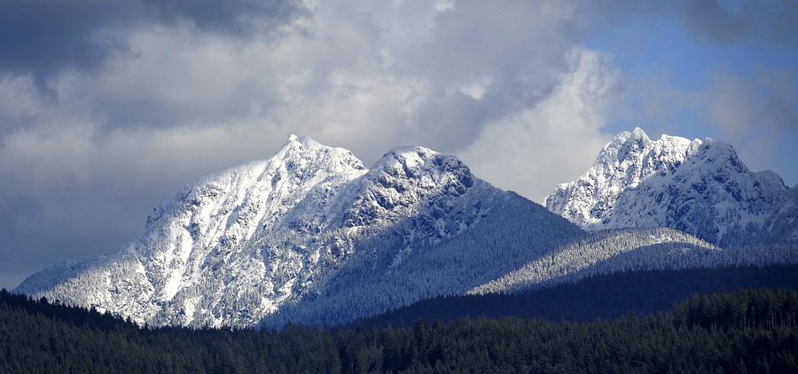 Golden Ears Park Peaks Spring Snow Capped Mountains - Maple Ridge, British Columbia Photograph by Ian McAdie
