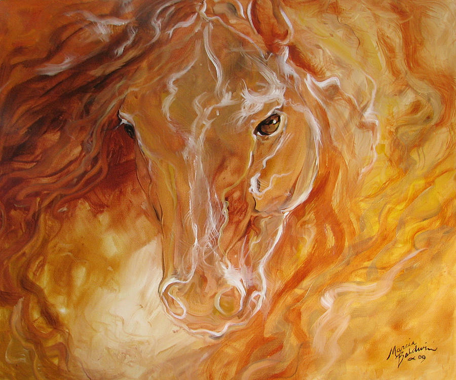 Abstract Painting - Golden Essence Equine by Marcia Baldwin