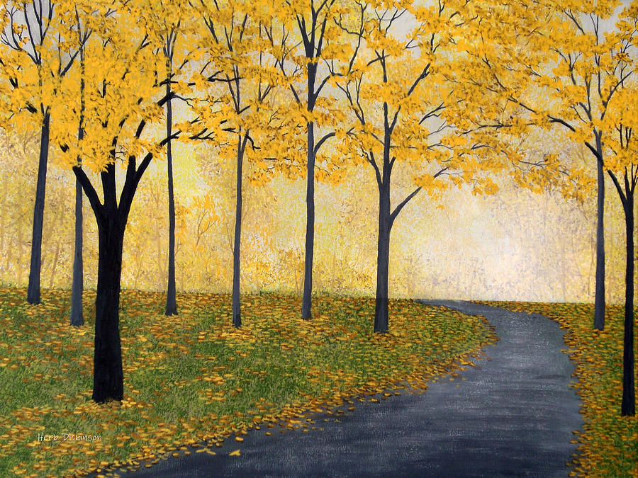 Golden Fall Painting by Herb Dickinson
