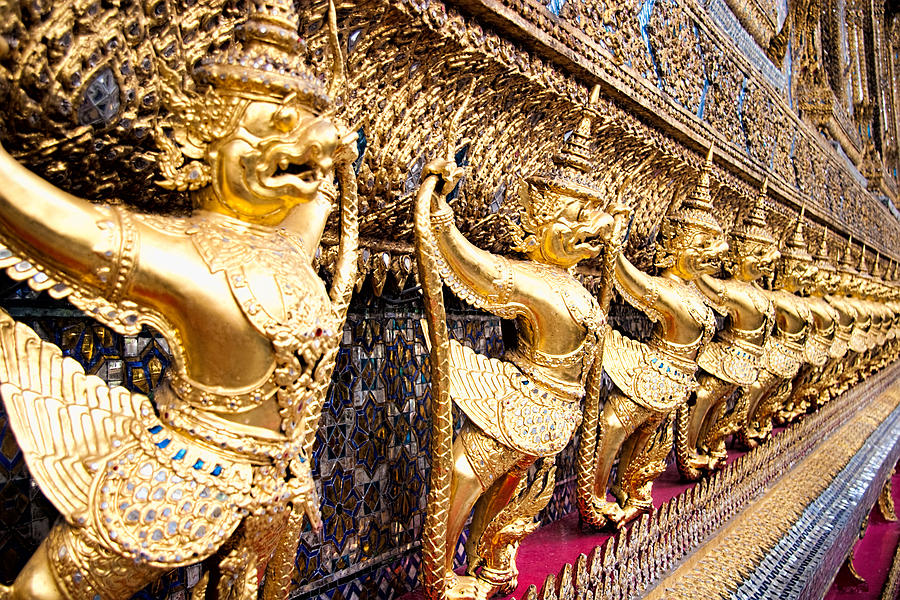 Architecture Photograph - Golden Figures in Bangkok  by David Smith