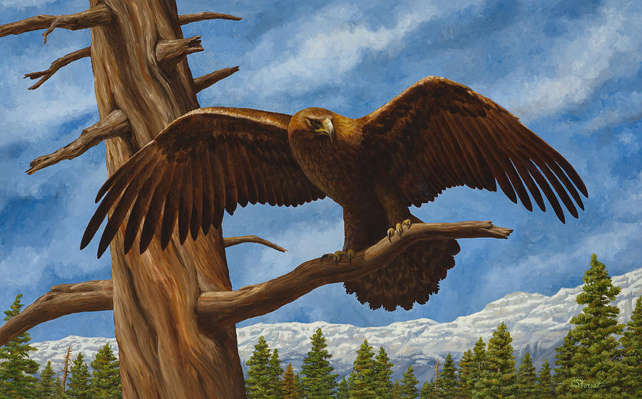 Birds Painting - Golden Flex by Crista Forest