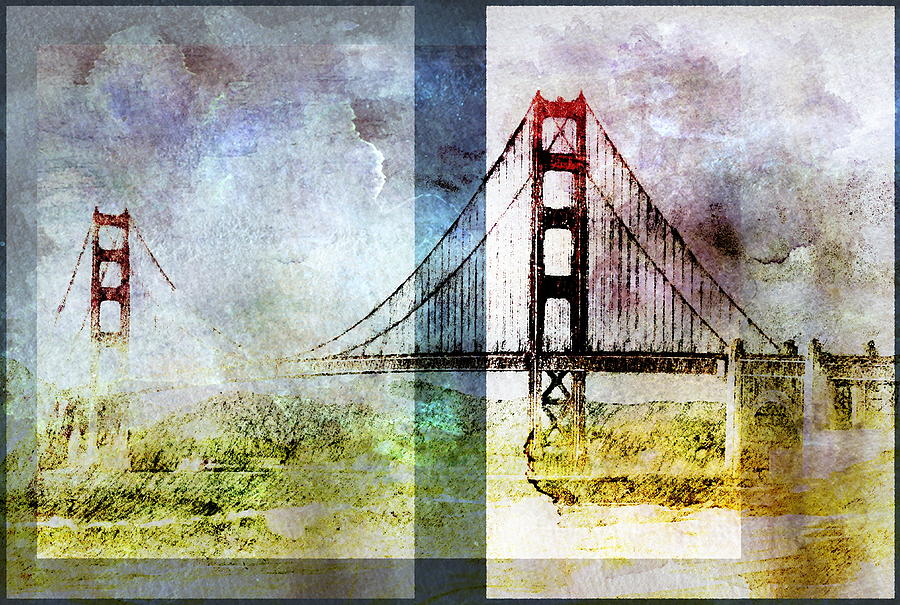 Golden Gate Digital Art by Andrea Barbieri