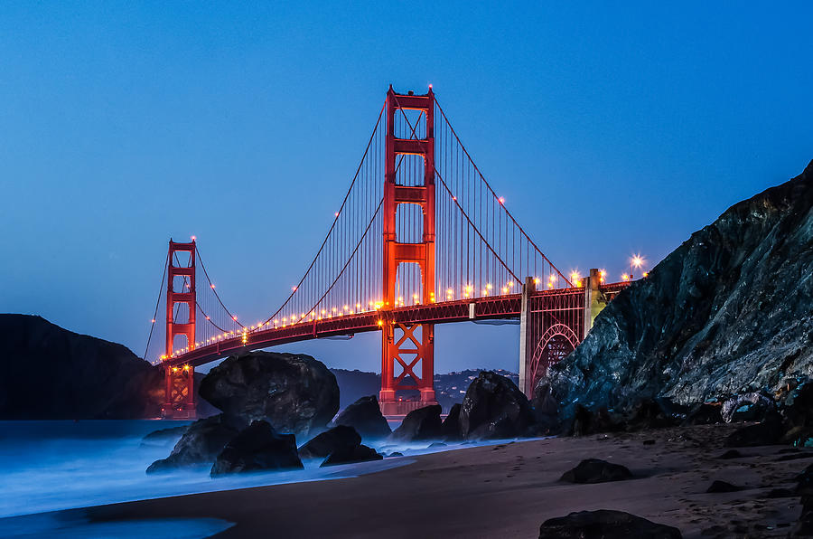 Golden Gate at Twilight Photograph by Linda Villers