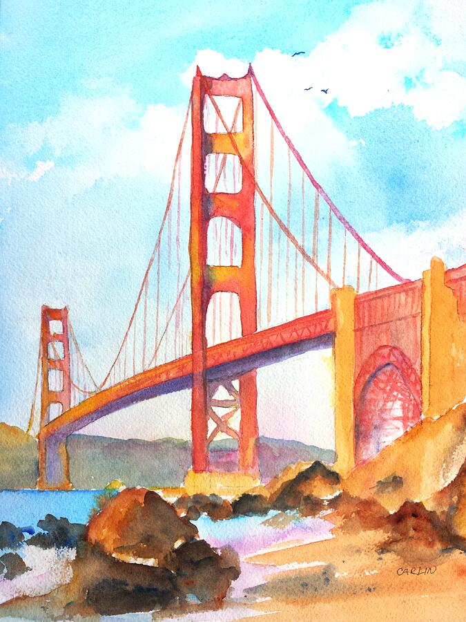 Golden Gate Bridge 3 Painting by Carlin Blahnik CarlinArtWatercolor