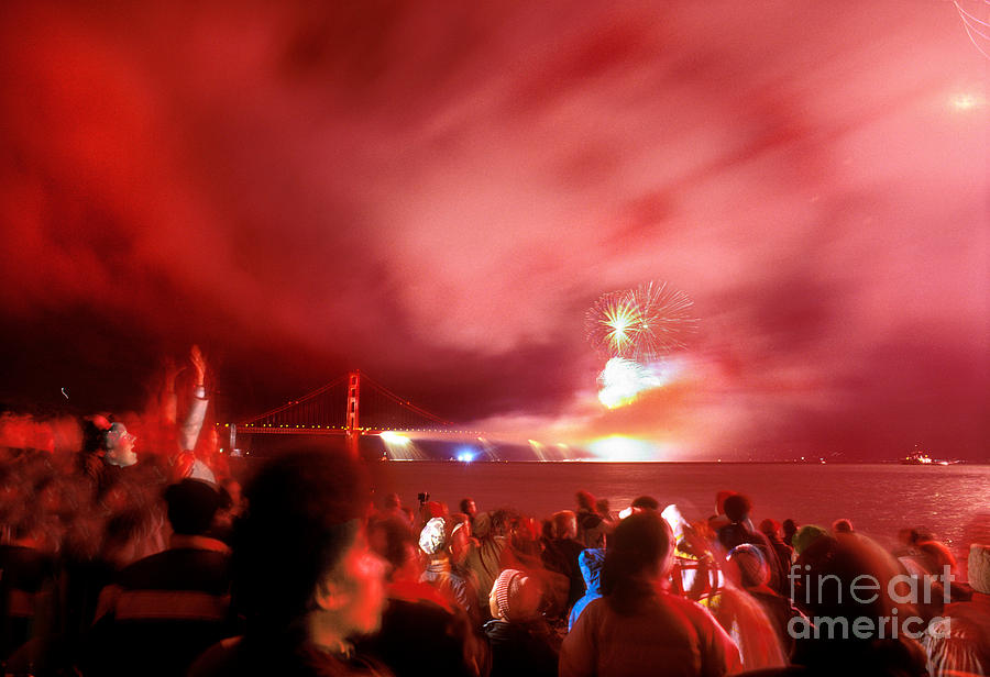 Golden Gate Bridge 50th Fireworks Celebration 1986 Photograph by Wernher Krutein