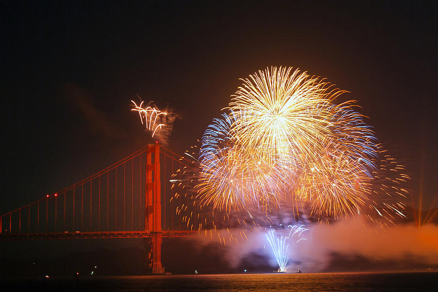 Golden Gate Bridge 75th Anniversary Firework in San Francisco Photograph by Carol M Highsmith