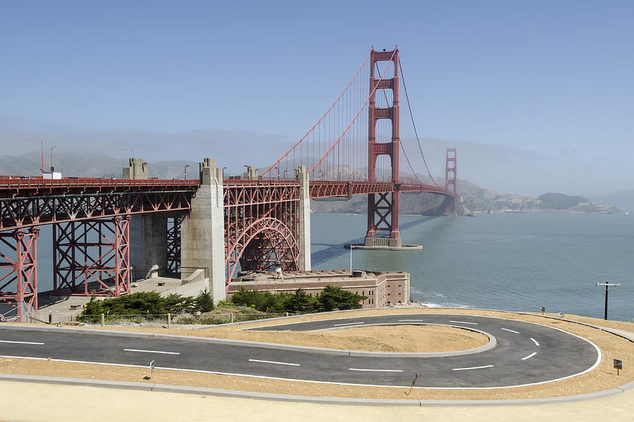 Bicycle Photograph - Golden Gate Bridge and Bike Path by Bruce Frye