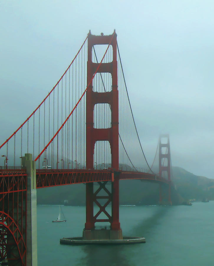 Golden Gate Bridge Photograph - Golden Gate Bridge and Partial Arch in Color  by Connie Fox