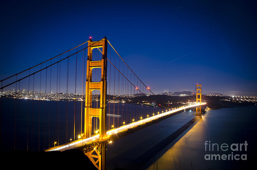 Golden Gate Bridge at night Photograph by Jim And Emily Bush