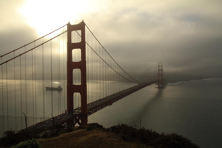 Golden Gate Bridge Fog Lifting Photograph by Scott Rackers