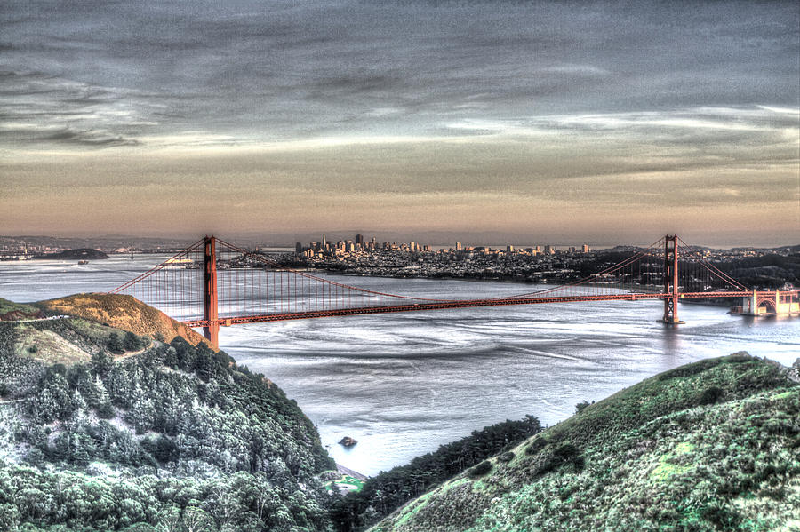 Golden Gate Bridge Photograph - Golden Gate Bridge from Marin Headlands 5 by SC Heffner
