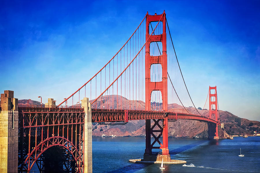 Golden Gate Bridge from the South end visitor area  Photograph by Jennifer Rondinelli Reilly - Fine Art Photography