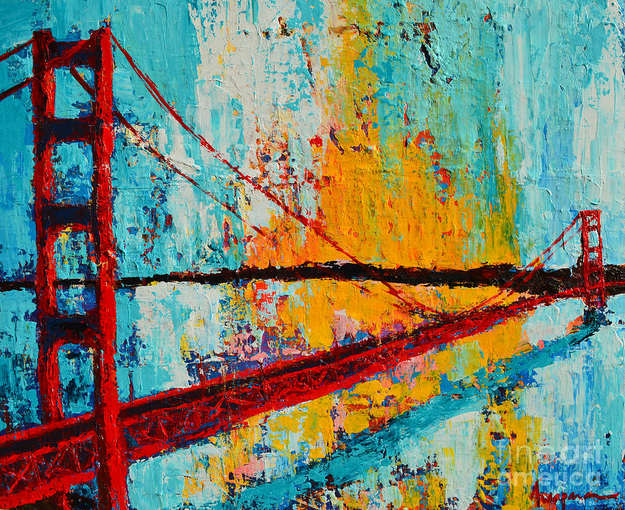 Golden Gate Bridge Modern Impressionistic Landscape Painting Palette Knife work Painting by Patricia Awapara