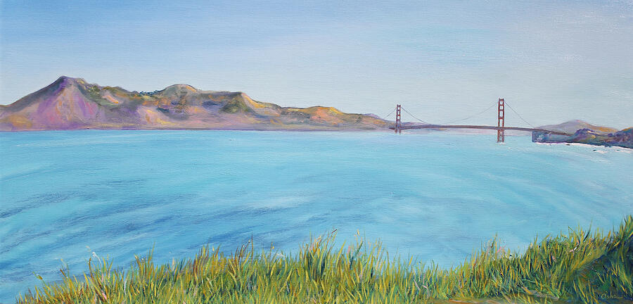 Golden Gate Bridge in Early Morning Painting by Asha Carolyn Young