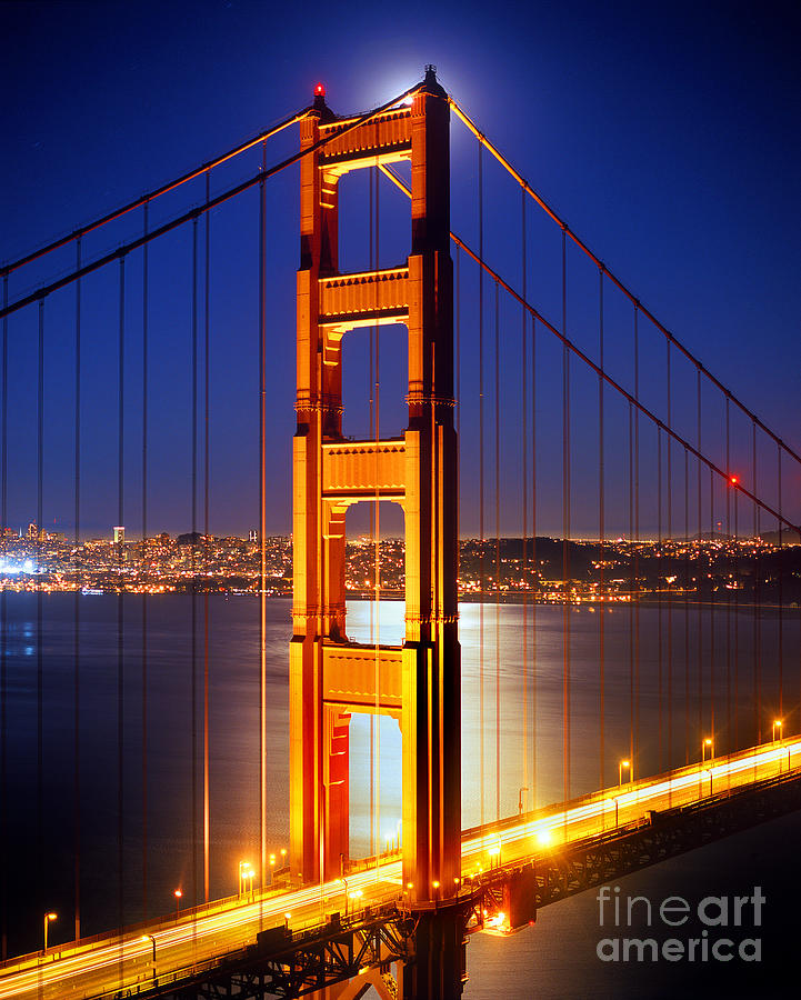 Golden Gate Bridge Moonglow Photograph by Wernher Krutein