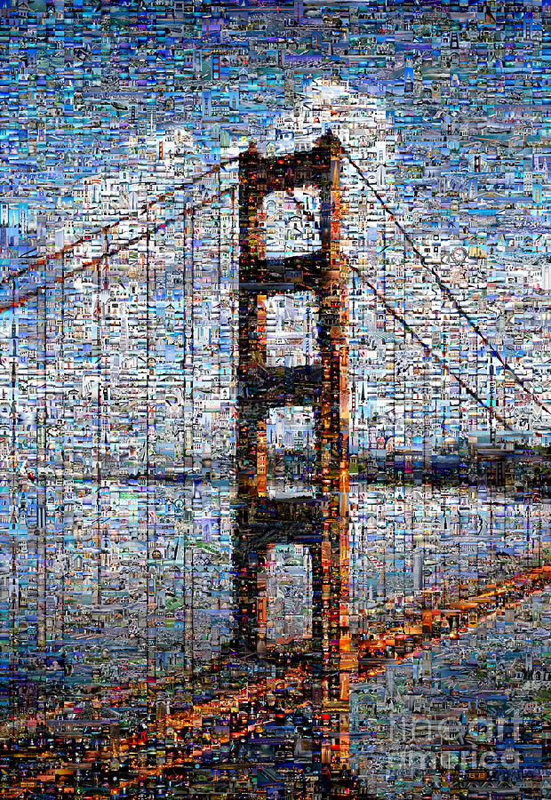 Golden Gate Bridge Mosaic Digital Art by Wernher Krutein