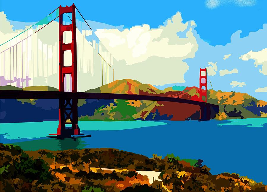 Golden Gate Bridge Digital Art by P Dwain Morris