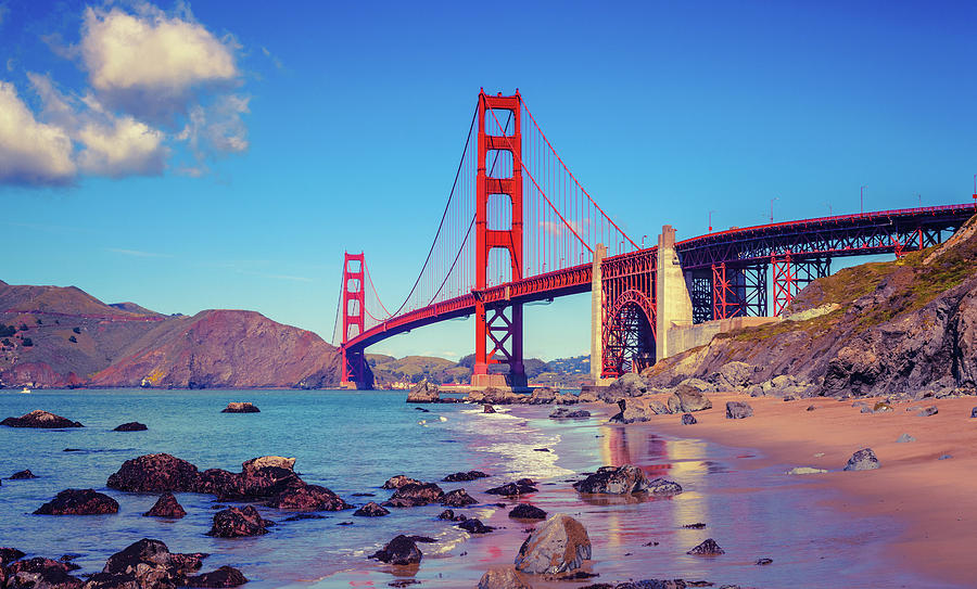 Golden Gate Bridge Seen From Baker Beach Photograph by Moreiso