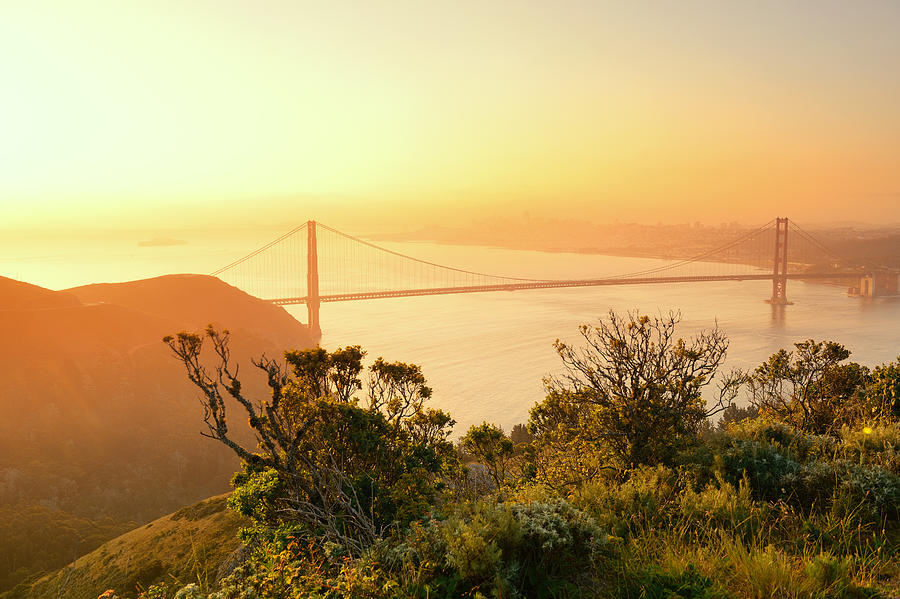 Golden Gate Bridge sunrise  Photograph by Songquan Deng