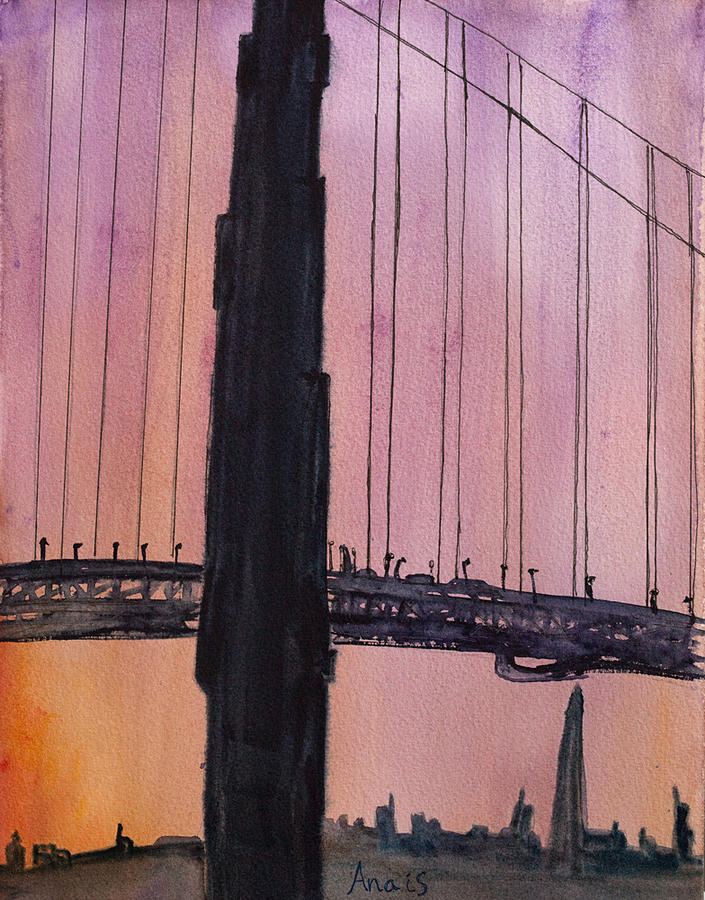 Golden Gate bridge tower Painting by Anais DelaVega - Fine Art America