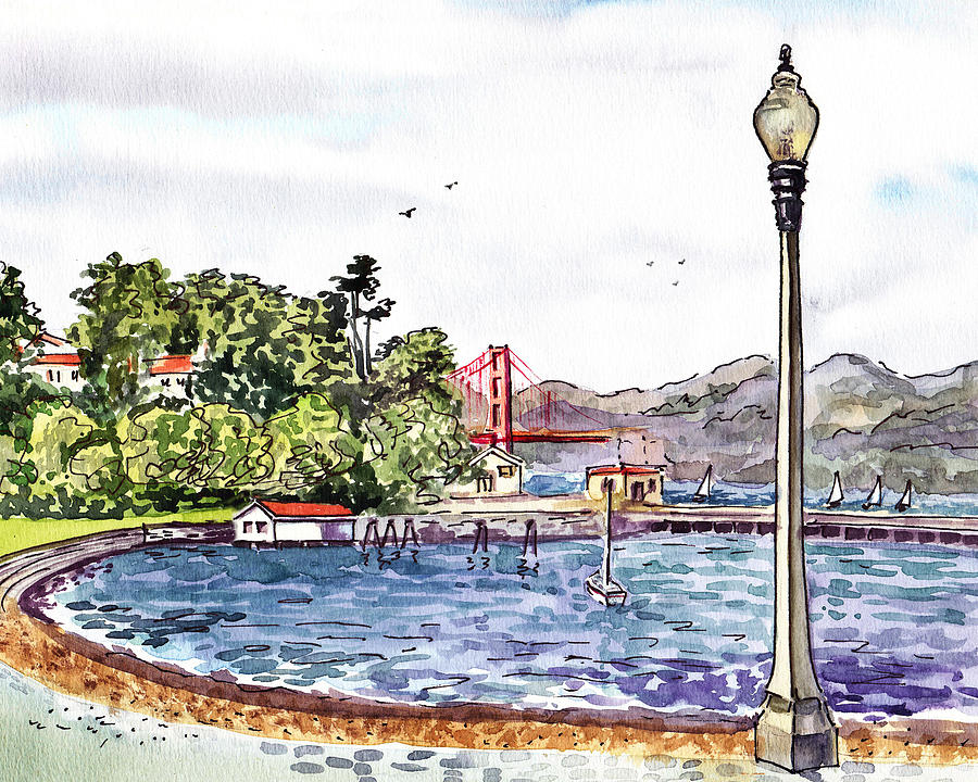 Golden Gate Bridge View From Aquatic Park San Francisco  Painting by Irina Sztukowski