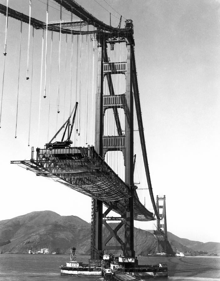 Golden Gate Bridge Work Photograph by Underwood Archives