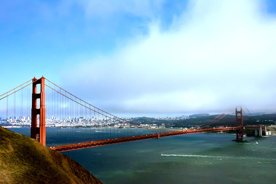 Golden Gate in Fog Photograph by Randall Branham