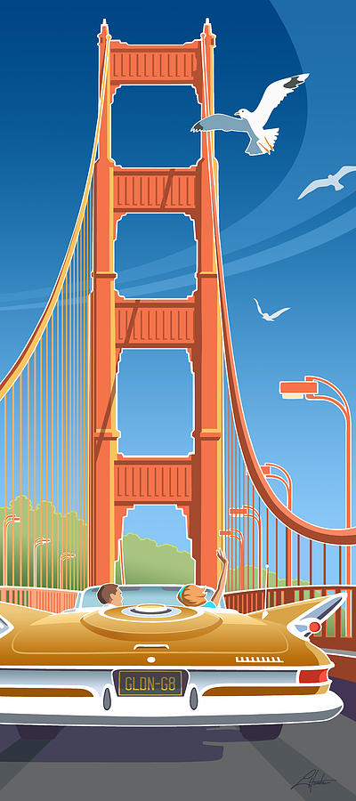 Golden Gate Digital Art by Larry Hunter