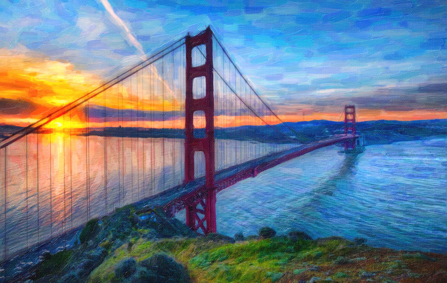Golden Gate San Francisco Digital Art by MotionAge Designs