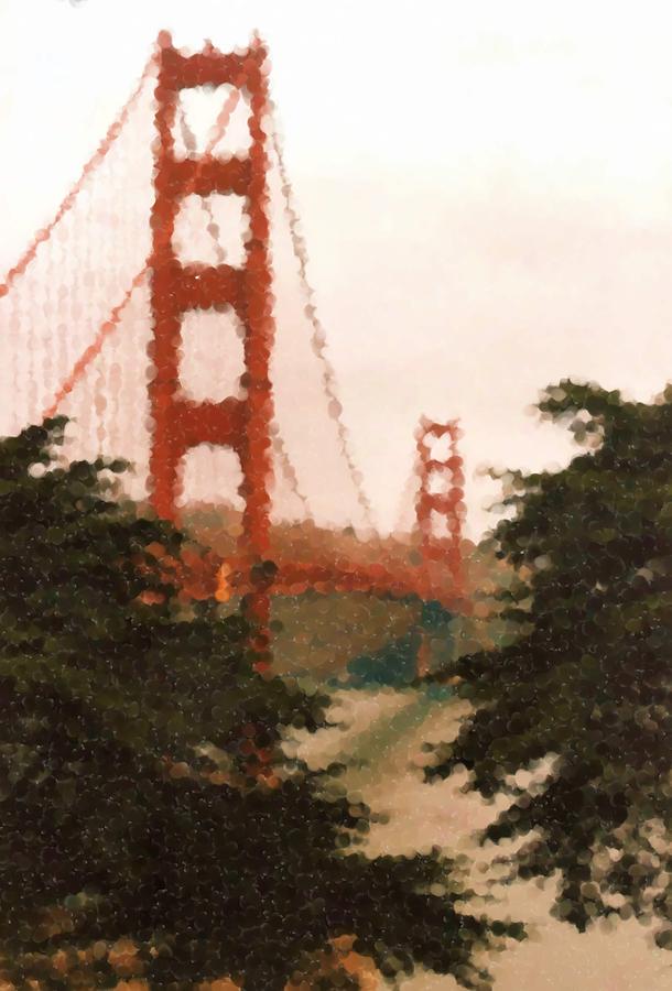 Golden Gate SF Painting Digital Art by Asbjorn Lonvig