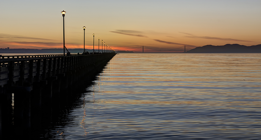 Golden Gate Sunset from Berkeley Marina Photograph by Loree Johnson