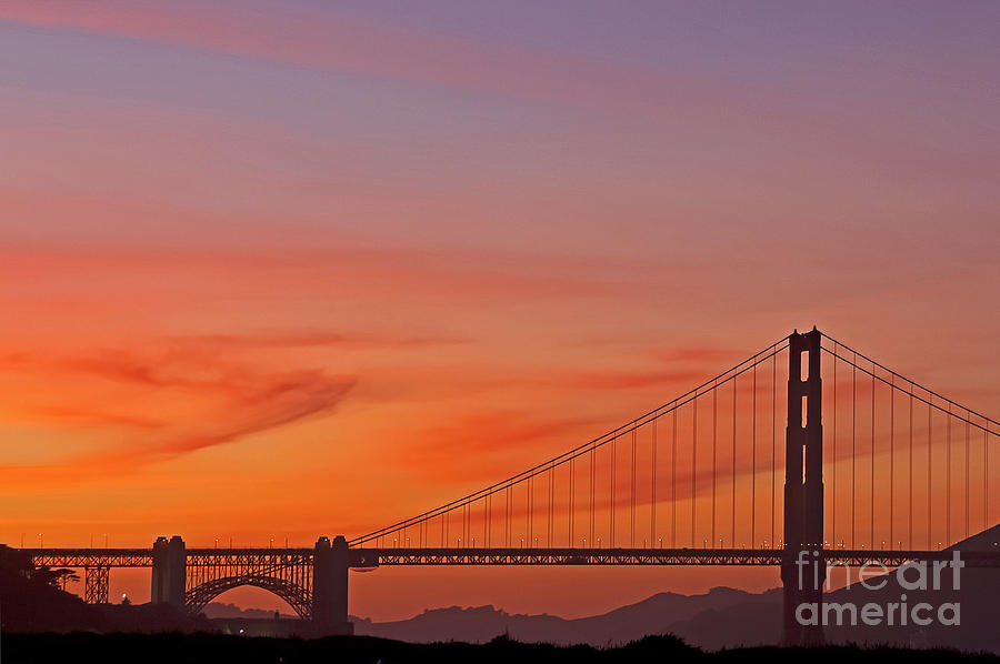 Golden Gate Bridge Photograph - Golden Gate Sunset by Kate Brown