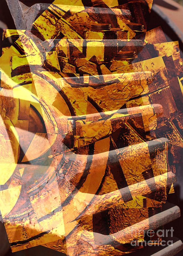 Golden Gears Abstract Digital Art by Carol Groenen