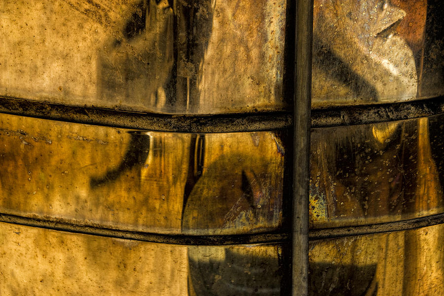 Golden Glow Reflections on a Copper Container Photograph by Randall Nyhof