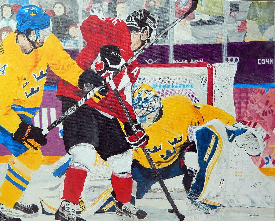 Golden Goal in Sochi Painting by Betty-Anne McDonald