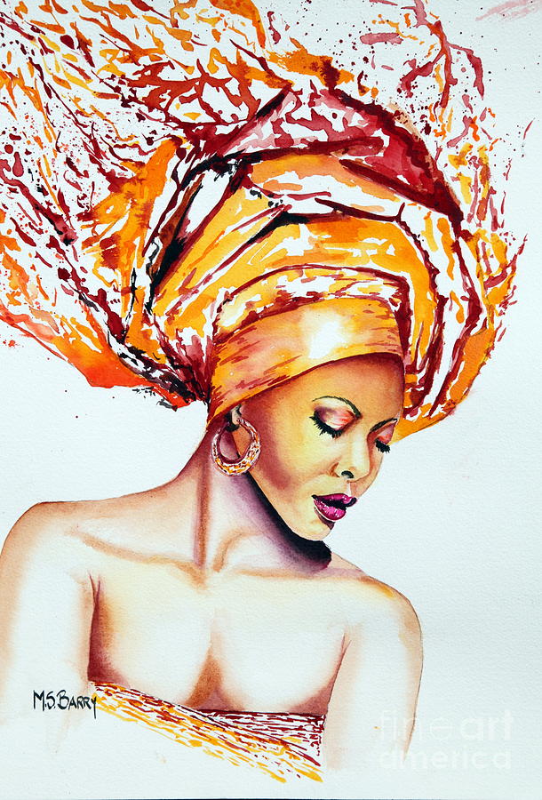 Golden Goddess Painting by Maria Barry