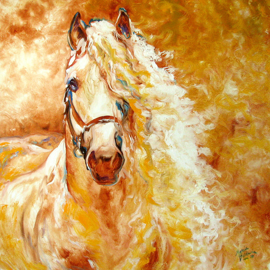 Golden Grace Equine Abstract Painting