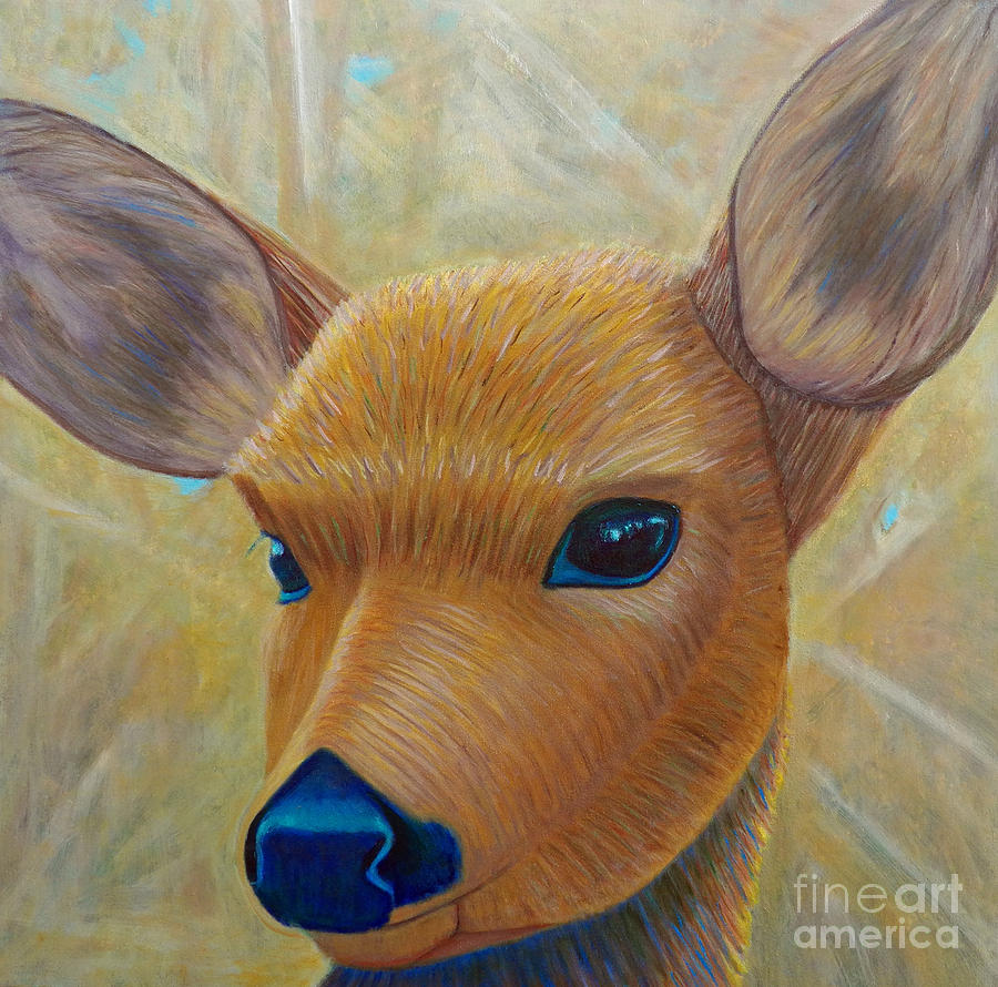Deer Painting - Golden Healer II by Brian  Commerford