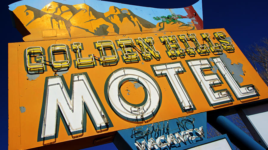 Golden Hills Motel Neon Sign Photograph by Daniel Woodrum