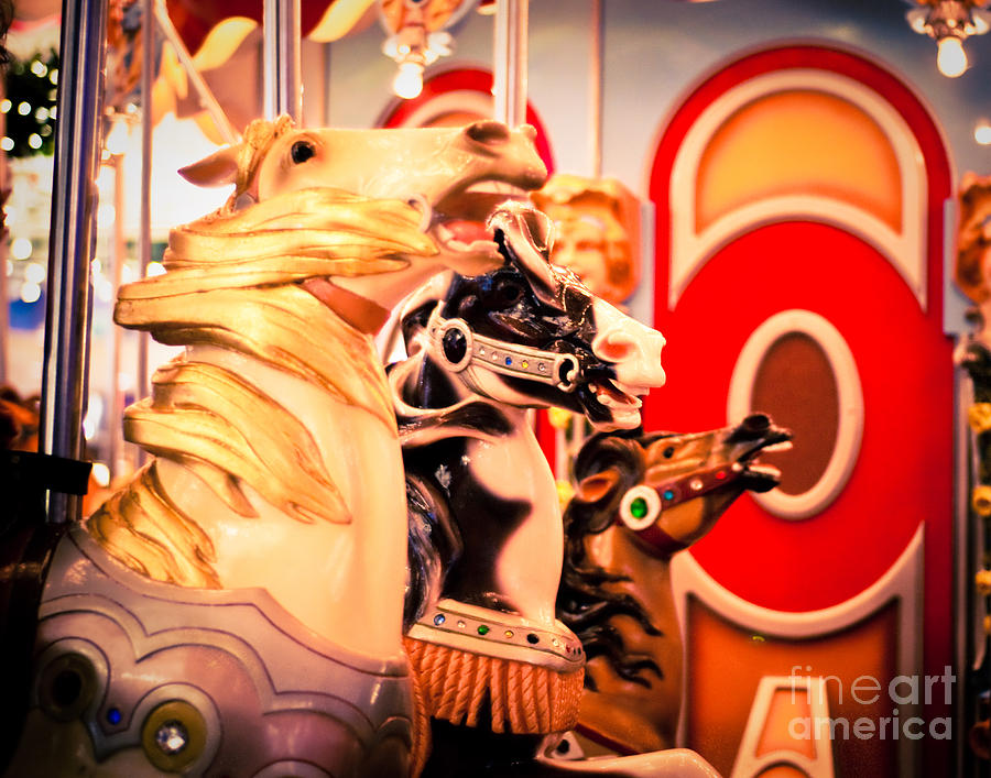 Golden Horse of the Carousel Photograph by Sonja Quintero