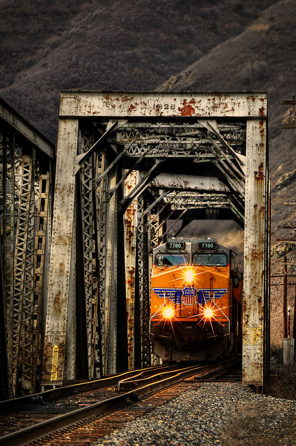 Train Photograph - Golden Hour Crossing by Ken Smith