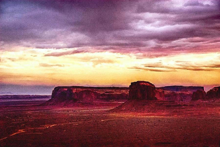 Sunset Painting - Golden Hour Five AM in Monument Valley by Bob and Nadine Johnston