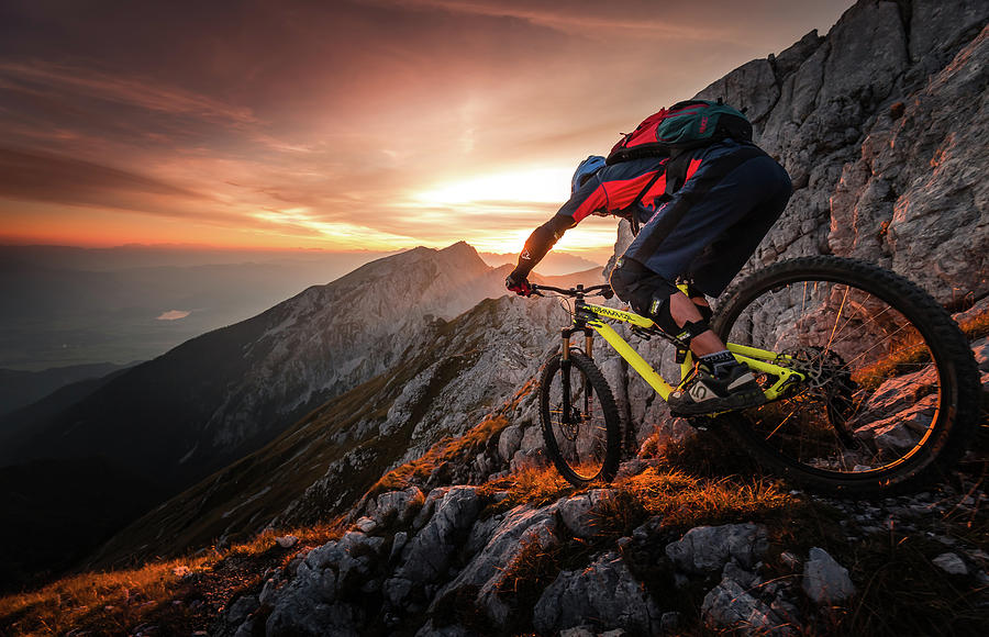 Mountainbike Photograph - Golden Hour High Alpine Ride by Sandi Bertoncelj