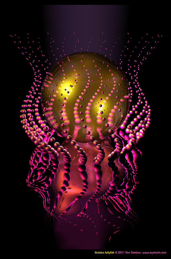 Golden Jellyfish  Digital Art by Ann Stretton